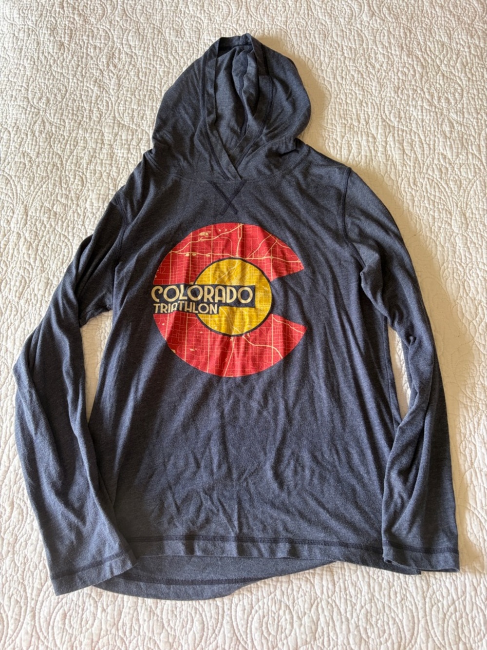 Colorado Triathlon Graphic Hoodie - Navy with Red & Yellow Logo
